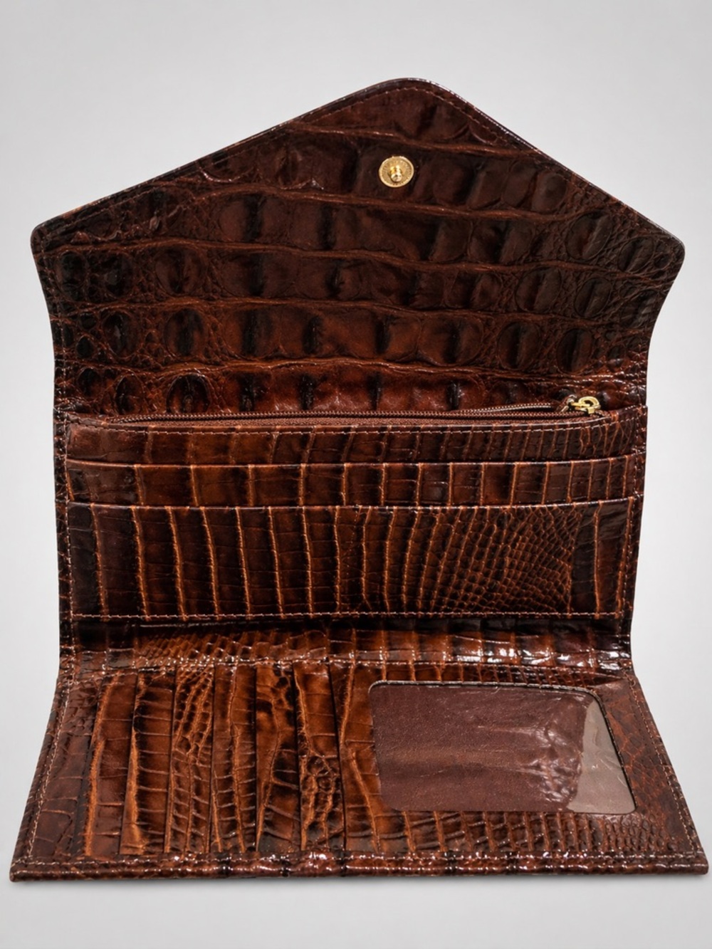 Brahmin Chestnut Croc-Embossed Tote with Matching Wallet - Picture 2 of 3